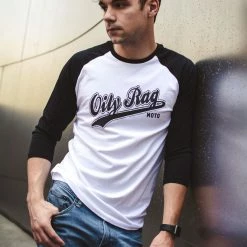 Oily Rag Clothing Moto Raglan 3/4 Length Sleeve T'Shirt Long Sleeve T's 9 Oily Rag Clothing Moto Raglan 3/4 Length Sleeve T'Shirt Long Sleeve T's
