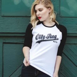 Oily Rag Clothing Moto Raglan 3/4 Length Sleeve T'Shirt Long Sleeve T's