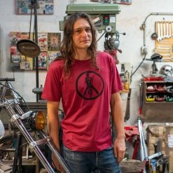 Kytone Peace T-shirt - Black On Red Short Sleeve T's 7 Kytone Peace T-shirt - Black On Red Short Sleeve T's