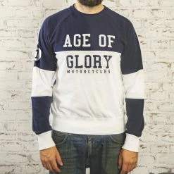 Long Sleeve T's Age Of Glory - College Raglan Long Sleeve Tee-shirt Navy White