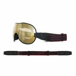 Ethen Cafe Racer Goggles - Black & Red Stripe Band