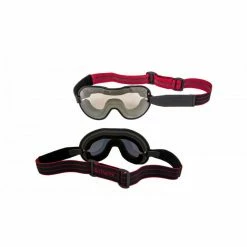 Ethen Cafe Racer Goggles - Black & Red Stripe Band