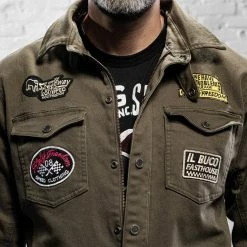 Holy Freedom - Lieutenant Motorcycle Shirt/Jacket Military Green