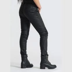 Pando Moto - Kusari Black – Skinny-Fit, Waxed Motorcycle Jeans For Ladies