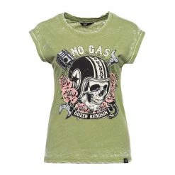 Queen Kerosine Ladies Queen Kerosin - No Gas No Glory - T-shirt - Olive