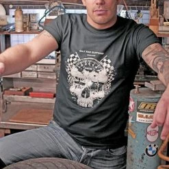Short Sleeve T's Oily Rag Clothing Black Label Ton Up Skull T'Shirt